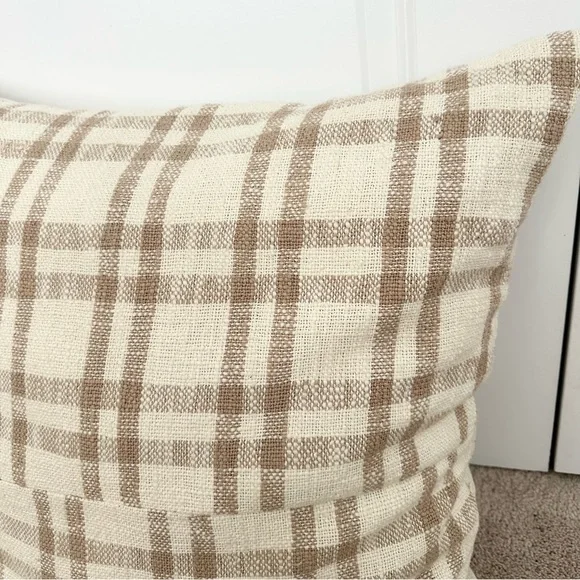 Studio McGee Threshold Cream & Tan Plaid Oversized Throw Pillow - Picture 4 of 16
